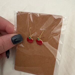 Handmade Red Apple Earrings - Xmas offer details in description!